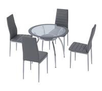 HOMCOM Conjunto de Mesa y Sillas de Comedor con 4 Sillas 120 kg Gris