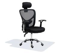 Homcom conjunto de oficina incluye 1 silla de oficina reclinable con altura ajustable 62x67x108-118 cm y 1 alfombra protectora de suelo 90x120 cm negro y transparente