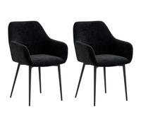 HOMCOM Conjunto de Sillas para Sala de Estar Modernas con Reposabrazos Asiento Acolchado y Patas de Acero 54x57x80 cm Negro Aosom España