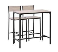 HOMCOM Conjunto Mesa Alta de Cocina 89x45x87 cm Natural y Negro | Con 2 Taburetes, Mesa de Bar Alta, Ahorro de Espacio, para Pisos Pequeños, Comedor, Balcón o Isla Cocina, Estilo Industrial