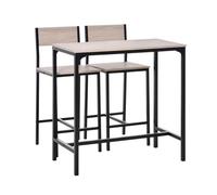 Homcom conjunto mesa alta de cocina con 2 taburetes, mesa de bar alta, ahorro de espacio, para pisos pequeños, comedor, balcón o isla cocina, estilo industrial, 89x45x87 cm, natural y negro 87 cm