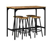 HOMCOM Conjunto Mesa Alta de Cocina con 4 Taburetes, Mesa de Bar Alta, Ahorro de Espacio, para Pisos Pequeños, Comedor, Balcón o Isla Cocina 110x50x89,5 cm, Marrón Rústico y Negro