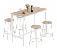HOMCOM Conjunto Mesa de Bar con 4 taburetes para Comedor Cocina Roble | Mesa de bar con taburetes, mesa de comedor, mesa de cocina