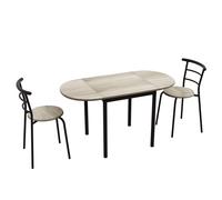 HOMCOM Conjunto mesa oval extensible y 2 sillas - mesa abatible - metal y MDF - Negro y Roble Aosom España