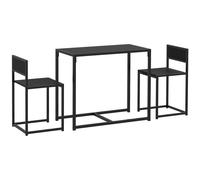 HOMCOM Conjunto mesa y sillas, mesa de comedor 3 piezas con 2 sillas encajables, para cocina, sala de estar, hogar, negro