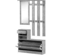 HOMCOM Zapatero con espejo mueble recibidor espejo, Zapatero compacto con 6 ganchos, estantes y cajón abatible para pasillo Aosom España