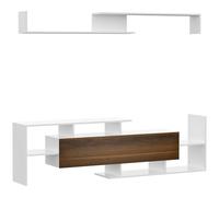 HOMCOM Conjunto Muebles de TV para Salón con Mesa para TV 153,6x25x42 cm y Estante de Pared 150x14,5x16,3 cm Blanco y Marrón Aosom España