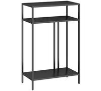 HOMCOM Consola 3 niveles Estanterías Mesa estrecha para entrada Marco de acero para salón y pasillo 55 cm Negro