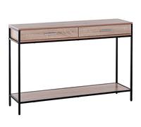 HOMCOM Consola Estrecha para Recibidor Mesa Auxiliar Estrecha para Puerta de Entrada 120x30x81.5 cm Estilo Industrial Imitación Roble