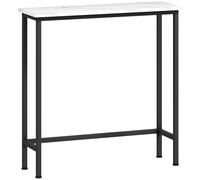 HOMCOM Consola Recibidor Estrecha con Superficie con Efecto Mármol y Marco de Metal 75x24x76 cm Blanco y Negro Aosom España