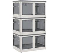 HOMCOM Contenedores de almacenamiento plegables y apilables 69L en plástico con tapa y 4 ruedas, acceso a 5 lados, blanco