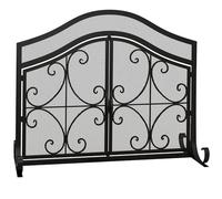 HOMCOM - Cortafuegos chimenea, rejilla protectora para chimenea, panel único de malla de acero, tapa arqueada, servidor chimenea con doble puerta magnética, 105 x 40 x 80,5 cm, color negro