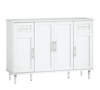 HOMCOM Credenza Buffet Elegante con 2 Cajones y 3 Armarios con Estantes Ajustables, en Madera, 120x38x86 cm, Blanco