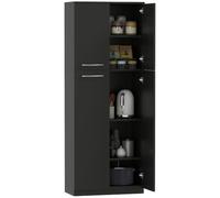 HOMCOM Credenza de Cocina con 2 armarios estantes Ajustables Negro | Armario de despensa, Armario de cocina en MDF, para comedor, salón, sala de estar, 59x31x155 cm