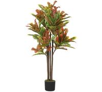 HOMCOM Crotón Artificial 120 cm, Planta Artificial con Maceta, Multicolor
