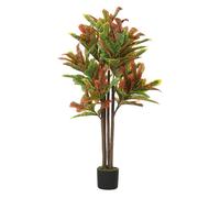 HOMCOM Crotón Artificial 120 cm, Planta Artificial con Maceta, Multicolor