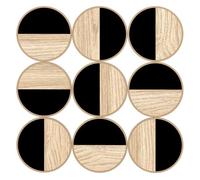 Homcom cuadro decorativo de pared geométrico, adorno moderno 3d de 60x60 cm, escultura de pared con espejo de plástico, marco metálico, para salón, dormitorio, pasillo, negro y madera natural