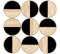 HOMCOM Cuadro Decorativo de Pared Geométrico, Adorno Moderno 3D de 60x60 cm, Escultura de Pared con Espejo de Plástico, Marco Metálico, para Salón, Dormitorio, Pasillo, Negro y Madera Natural