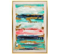 HOMCOM Cuadro en Lienzo Abstracto a Mano 120x80 cm Cuadro para Decoración de Salón Moderno con Marco de Madera Multicolor