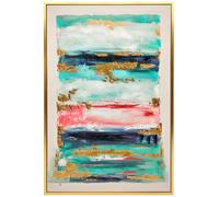 HOMCOM Cuadro en Lienzo Abstracto a Mano, 120x80 cm, Cuadro para Decoración de Salón Moderno con Marco de Madera Maciza, Decoración de Pared para Dormitorio, Salón, Cocina, Multicolor