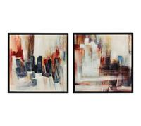 HOMCOM Cuadros en Lienzo Abstractos a Mano 40x40 cm 2 Piezas Cuadros de Arte de Pared Enmarcados Textura Rica Multicolor