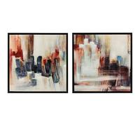 HOMCOM Cuadros en Lienzo Abstractos a Mano, 40x40 cm, 2 Piezas, Cuadros de Arte de Pared Enmarcados, Textura Rica, Decoración Moderna para Dormitorio, Salón, Cocina, Multicolor