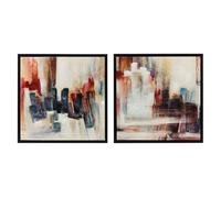 HOMCOM Cuadros en Lienzo Abstractos a Mano, 40x40 cm, 2 Piezas, Cuadros de Arte de Pared Enmarcados, Textura Rica, Decoración Moderna para Dormitorio, Salón, Cocina, Multicolor