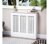 HOMCOM Cubierta de Radiador Diseño Moderno Estante 90x18x84 cm Blanco