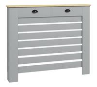 HOMCOM Cubierta de Radiador en MDF de Lamas, Cubierta de Calentador de Rejilla con 2 Cajones, 111x19x95.5 cm, Gris Aosom España