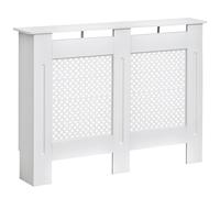 HOMCOM Cubre Radiador Blanco Cubierta de Radiador Madera con Estante y Panel Decorativo Elegante y Moderno 111.5x19x82 cm Aosom España