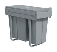 HOMCOM Cubo de Basura bajo Fregadero, Cubo de Basura Cocina, 2 Contenedores de Reciclaje Extraíble, 20L+10L, Deslizamiento Suave, Asa, Tapa con Patrón de Diamante, Gris
