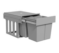HOMCOM Cubo de Basura bajo Fregadero, Cubos de Basura con 3 Contenedores de Reciclaje Extraíbles, Capacidad Total 31L (15L+8Lx2), Fijación Inferior, para Reciclaje y Residuos, Gris Claro