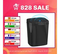 HOMCOM Cubo de Basura Cocina Automático 15 L, Papelera de Cocina con Sensor Infrarrojo y Modo Manual, Anillo de Retención Negro