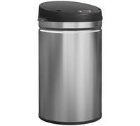 HOMCOM Cubo de Basura Cocina Automático 30 L Sensor Infrarrojo Cierre Automático Antihuellas Acero Inoxidable Plata