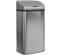 HOMCOM Cubo de Basura Cocina Automático 48 L, Papelera de Cocina de Acero Inoxidable, Sensor Infrarrojo, Cierre Automático, Antihuellas, para Dormitorio, Oficina, Plata