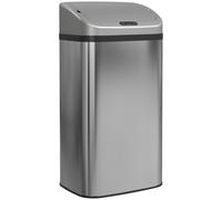 HOMCOM Cubo de Basura Cocina Automático 48 L Sensor Infrarrojo Cierre Automático Antihuellas Acero Inoxidable Plata