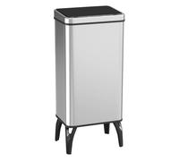 HOMCOM Cubo de Basura Cocina Automático 50 L, Papelera de Cocina de Acero Inoxidable con Sensor Infrarrojo, Cierre Suave, Patas, Anillo de Retención, Antihuellas, para Oficina, Hogar, Plata