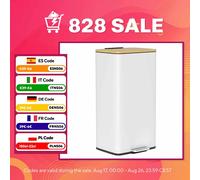 HOMCOM Cubo de Basura Cocina con Pedal 29,5x29,5x56,8 cm Blanco/Natural