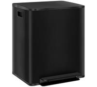 HOMCOM - Cubo de basura con doble compartimento de 2 x 25 L, cubo de cocina con pedal de acero inoxidable, cubo interior, tapa de cierre suave y sujeción abierta, asas, plata