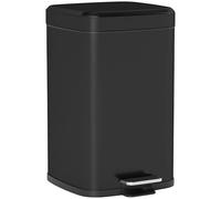 HOMCOM Cubo de Basura con Pedal 20 Litros, Cubo de Basura de Cocina a Prueba de Huellas Dactilares con Tapa de Cierre Suave, Pedal de Pie y Cubo Interior Extraíble para Reciclaje y Basura, Negro