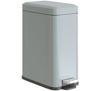 HOMCOM Cubo de basura con pedal de 5 litros con tapa de cierre suave y pedal, cubo de basura con cubo interior para salón, oficina, metal, gris, 29,2 x 14 x 32 cm