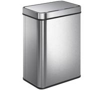 HOMCOM Cubo de basura con sensor de acero inoxidable de 50 l, silencioso, con tapa de cierre suave, resistente a las huellas dactilares, para cocinas, oficinas, dormitorios, color plateado