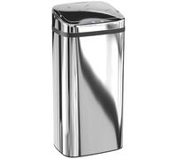 HOMCOM Cubo de basura de 40 l con sensor, cubo inteligente con apertura y cierre automáticos, cubo de basura de acero, 33 x 25 x 70 cm, plateado
