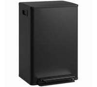 HOMCOM Cubo de basura de 50 L, papelera de cocina de acero inoxidable antihuellas con tapa de cierre suave, cubo interior extraíble y compartimento para filtro antiolores, negro