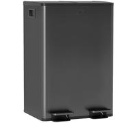 HOMCOM Cubo de basura de acero inoxidable con tapa de cierre suave, 2 x 28 L, negro