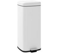 HOMCOM Cubo de basura de cocina 30L con tapa de cierre suave y pedal cubo interior extraíble 28x35x63,5 cm Blanco Aosom España