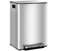HOMCOM Cubo de Basura de Cocina con 2 Compartimentos 2x30L con Pedal Plata