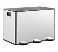 HOMCOM Cubo de Basura de Cocina con 3 Compartimentos 3x10L con Pedal Plata