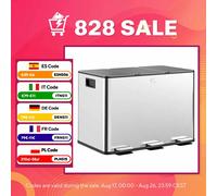 HOMCOM Cubo de Basura de Cocina con 3 Compartimentos 3x10L Papelera de Cocina de Acero Inoxidable con Pedales Tapas de Cierre Plata