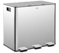 HOMCOM Cubo de Basura de Cocina con 3 Compartimentos 3x15L con Pedal Plata